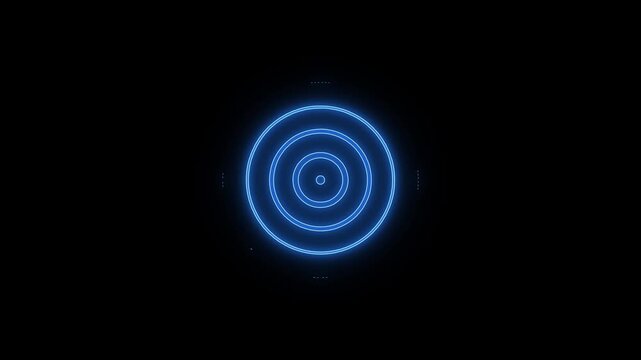 Seamless loop.Neon Wave abstract background. waves animation come from center. Radio waves background. Network tower produced radio wave concept. neon radio waves signal icon animation