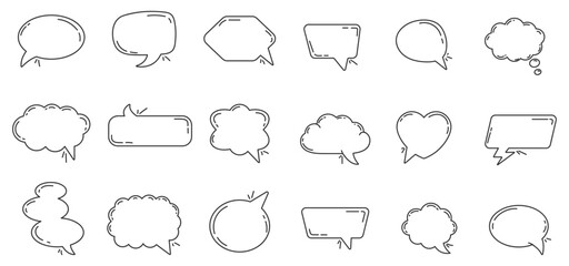Fototapeta premium Hand drawn speech bubble doodle set