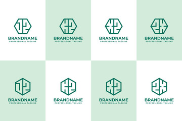 Obraz premium Letters JZ KZ XZ Hexagon Logo Set, suitable for business with ZJ ZK XZ initials