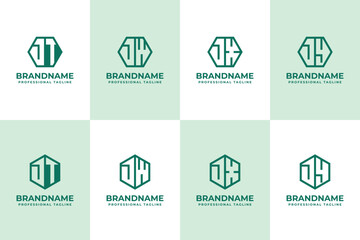 Letters JT JW JX JY Hexagon Logo Set, suitable for business with TJ WJ XJ YX initials
