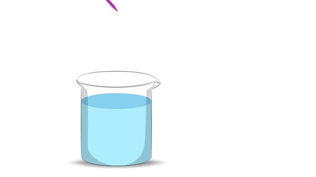 Diffusion Process Animation Showing Movement from High Concentration Solution to Low Concentration Solution