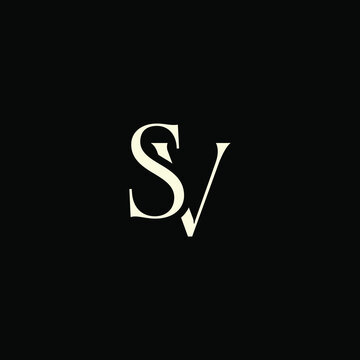Elegant Intertwined S and V logo design. SV monogram. Modern, sophisticated branding symbol suitable for luxury fashion, design studios, and editorial logos.