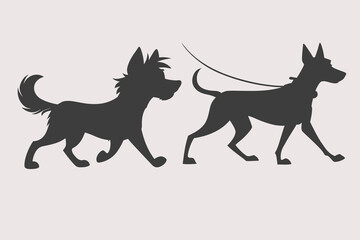 Fototapeta premium Dog silhouettes set vector illustration. Front view of dogs group standing and walking silhouette. Eps 10