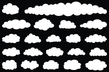 Cloud silhouette collection in cute flat cartoon style.