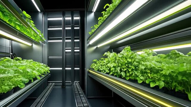 Vertical hydroponic farm with LED lighting
