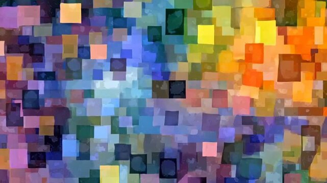 Vibrant abstract mosaic pattern with colorful squares