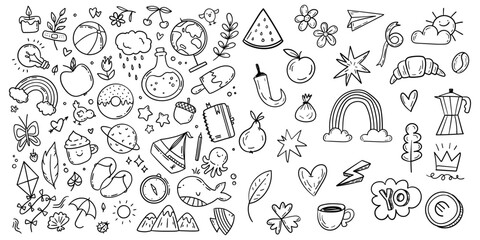 Hand drawn everyday objects and miscellaneous doodle collection