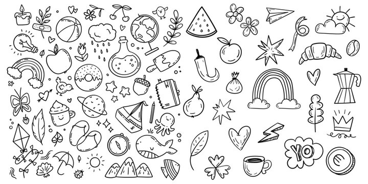 Hand drawn everyday objects and miscellaneous doodle collection