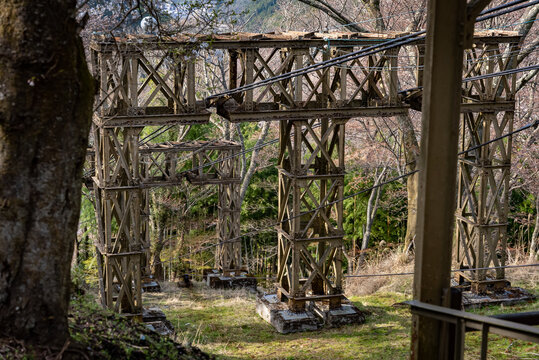Old Rusty Rope Way at Nara Yoshino Mountain Park, Japan