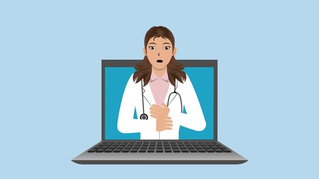 Opening Laptop With Female Doctor Animation Video 4K suitable for your project needs