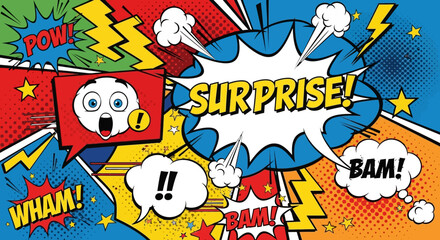 Obraz premium Comic book explosion with surprise and wham effect