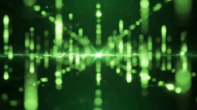 Abstract green light beams data flow background animation 4 k