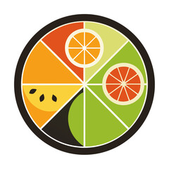 Flat Sliced Fruit Icons - Orange, Kiwi, Apple Slices