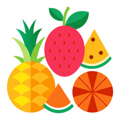 Minimal Summer Fruit Icons - Watermelon, Melon