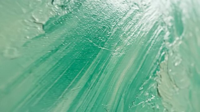 Abstract green oil painting texture with brush strokes and canvas