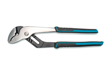 Fototapeta premium Water Pump or Groove Joint Pliers isolated on white background. Top view.