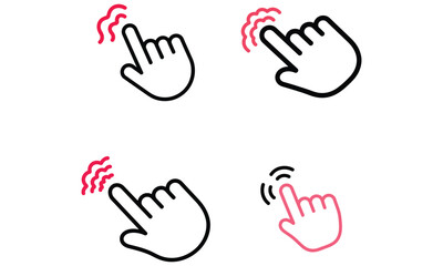 Obraz premium Set Of Hand Click Gesture Icons With Touch Motion Lines On White Background 