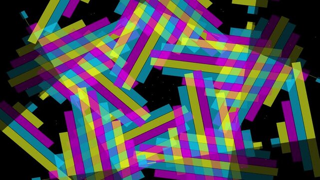 Vibrant Abstract Overlapping Bars Background in CMYK Colors