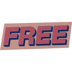 Retro 3D Blue and Red Free Word Typography Sticker