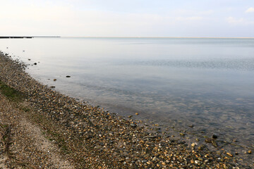 Pebble beach along the Azov Sea shoreline in Primorsko-Akhtarsk