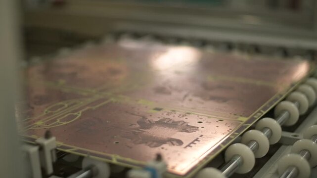 VDO Process PCB screen solder mask in factory.