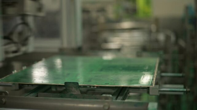 VDO Process PCB screen solder mask in factory.