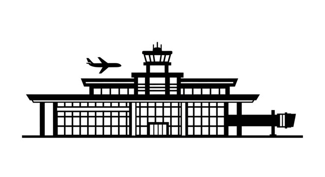 Airport terminal building with control tower.
