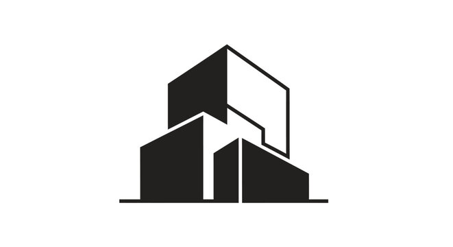 Black and white building block design.