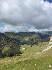 Fototapeta premium Hinterstockensee Alpine Lake below Stockhorn, Switzerland