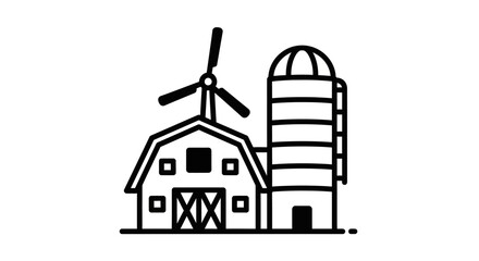 Fototapeta premium Farm house with silo and windmill.