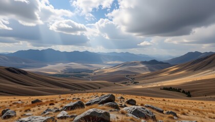 Sunlit Wilderness Over Rolling Golden