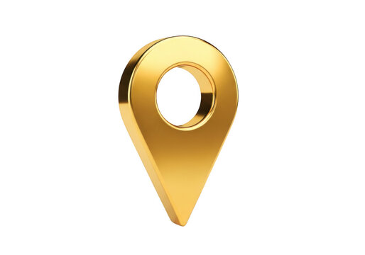 A sleek golden pinpoint marker indicating a location on a map or digital interface