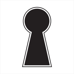 Keyhole Line Art, Silhouette, Vector, Icon, Logo, White Background.