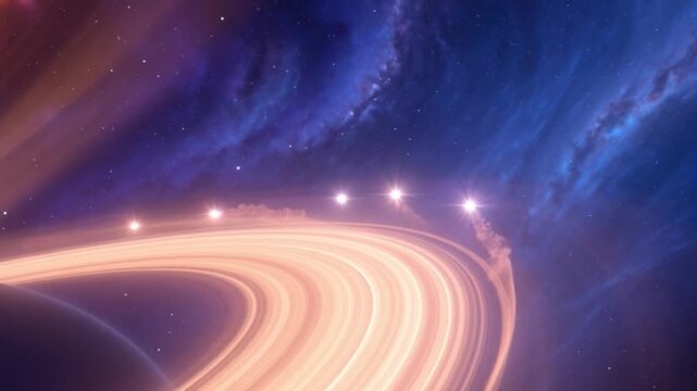Stunning cosmic scene with vibrant planet rings and bright stars in deep space