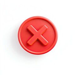 Obraz premium A red speech bubble with an X inside, a simple icon design, on a white background,