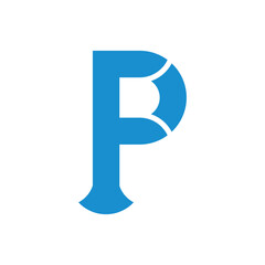 Bold blue letter P logo featuring a curved circular cut on the right, offering a modern, professional mark suitable for branding, tech startups, and corporate identities.
