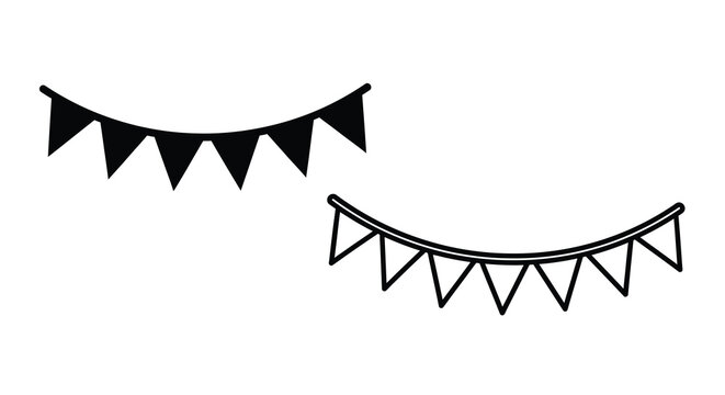 Black bunting flags displayed in two arrangements simple silhouette