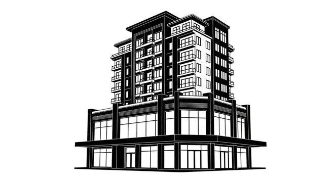 Modern multi storey building architecture design.