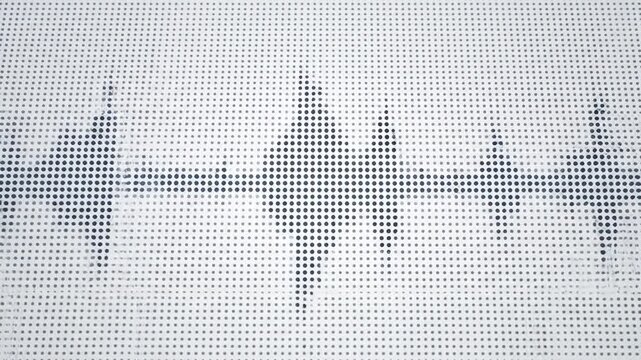 Abstract waveform graphic on dotted matrix pattern background