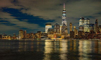 Naklejka premium New York Manhattan cityscape. New York Manhattan skyline. New York Manhattan with iconic towers, NYC. New York modern American city.