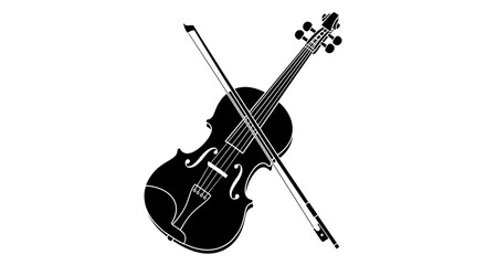 Black violin with crossed bow instrument. © fadli
