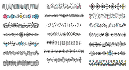 Obraz premium Elegant Hand Drawn Floral Dividers Collection