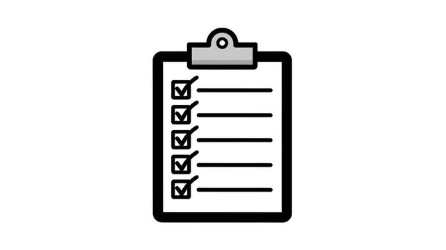 A minimalist black and white icon of an empty clipboard ready for notes or tasks