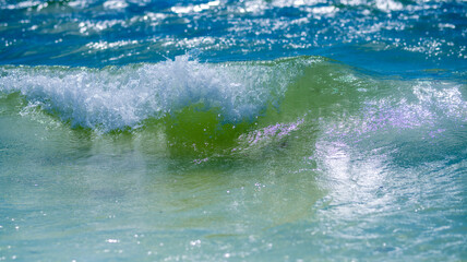Sea with abstract pattern. Sea with motion texture. Sea on shoreline coast. Sea with clear water.