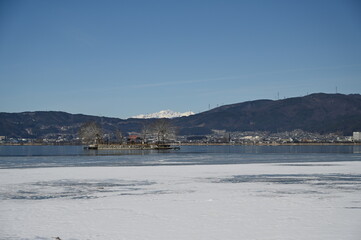 凍結した諏訪湖