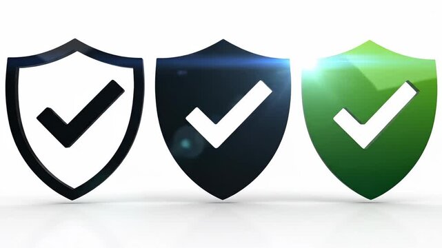 Abstract shields with checkmarks symbolizing security and protection concept