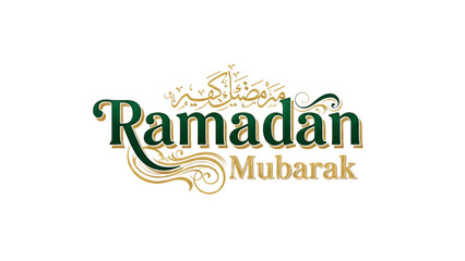 Fototapeta premium Ramadan Mubarak festive greeting with elegant gold and green design