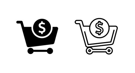 Shopping Cart with Dollar Icon Set for E-commerce, Sales, and Online Transactions © MdDelowar