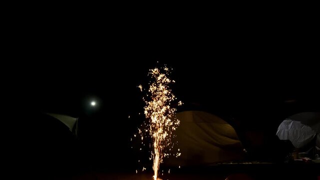 picnic, camping, outdoor, lifestyle, abstract, fire, christmas, black, firework, night, celebration, star, explosion, magic, fireworks, holiday, sky, joyful,sparks, festive,