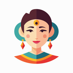 Elegant Digital Illustration of Indian Woman Wearing Traditional Jewelry and Vibrant Teal Top